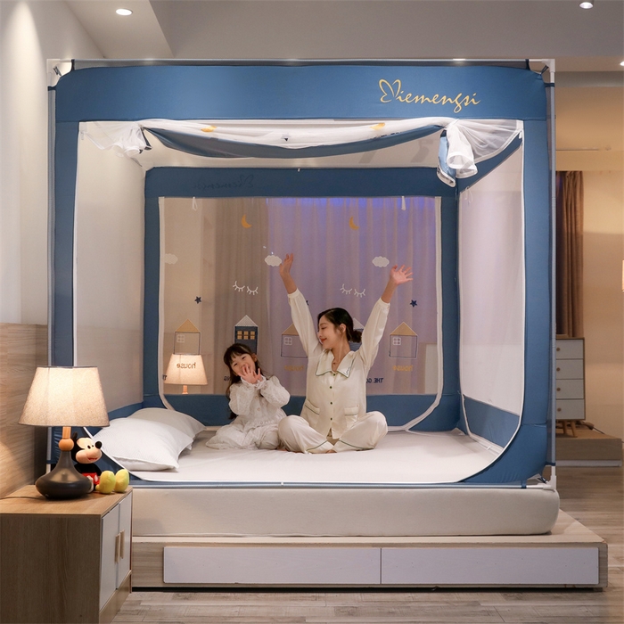 91家纺网 家纺一手货源 找家纺 飞轮海蚊帐 2026春夏新款卡通毛巾绣坐床蚊帐-Z79刺绣款 幸福之家