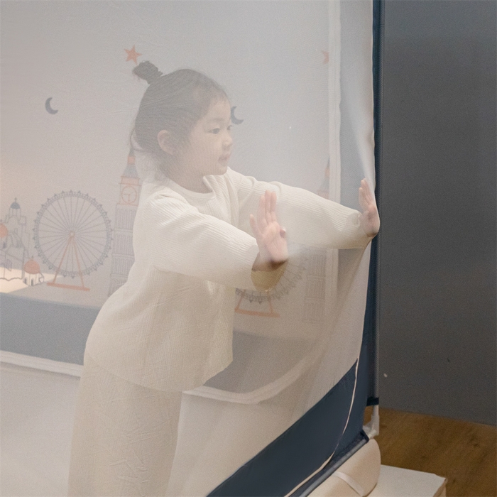 91家纺网 家纺一手货源 找家纺 飞轮海蚊帐 2026春夏新款卡通毛巾绣坐床蚊帐-Z79刺绣款 摩天轮