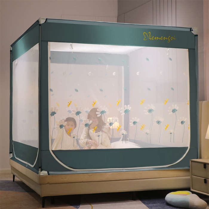 91家纺网 家纺一手货源 找家纺 飞轮海蚊帐 2026春夏新款卡通毛巾绣坐床蚊帐-Z79刺绣款 舞动蜻蜓