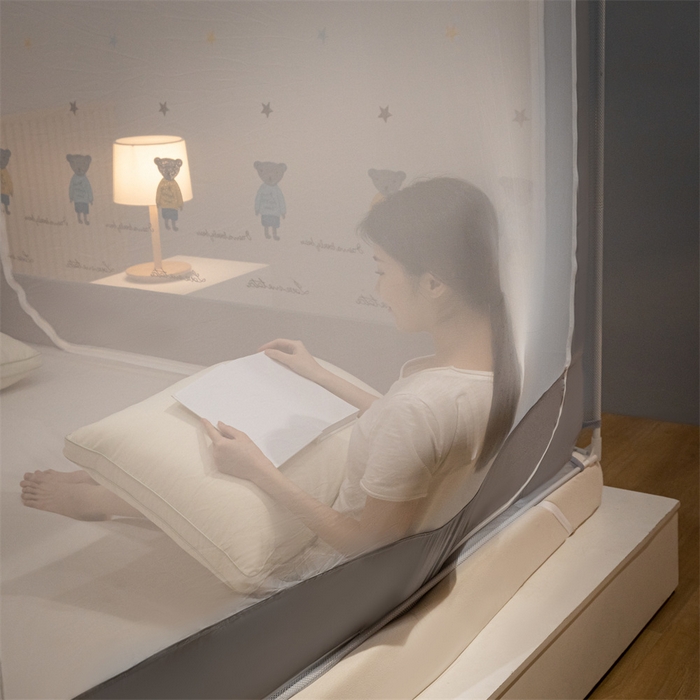 91家纺网 家纺一手货源 找家纺 飞轮海蚊帐 2026春夏新款卡通毛巾绣坐床蚊帐-Z79刺绣款 布偶小熊