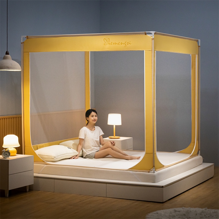 91家纺网 家纺一手货源 找家纺 飞轮海蚊帐 2026春夏新款卡通毛巾绣坐床蚊帐-Z79刺绣款 长颈鹿与鳄鱼