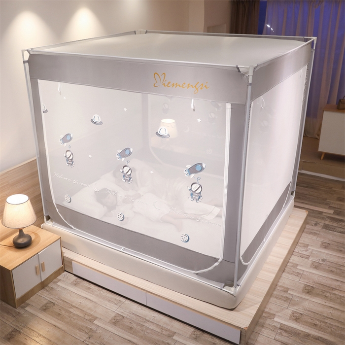 91家纺网 家纺一手货源 找家纺 飞轮海蚊帐 2026春夏新款卡通毛巾绣坐床蚊帐-Z79刺绣款 宇航员