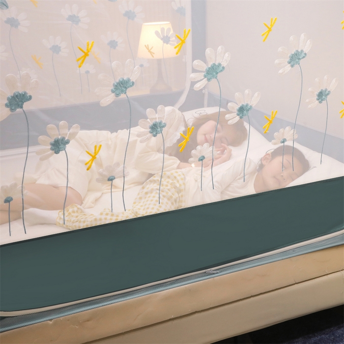 91家纺网 家纺一手货源 找家纺 飞轮海蚊帐 2026春夏新款卡通毛巾绣坐床蚊帐-Z79刺绣款 舞动蜻蜓