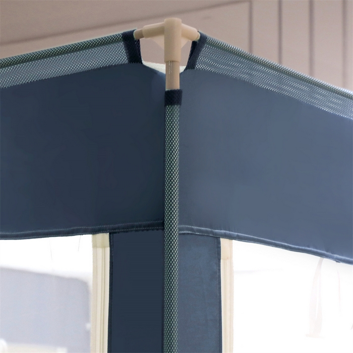 91家纺网 家纺一手货源 找家纺 飞轮海蚊帐 2026春夏新款卡通毛巾绣坐床蚊帐-Z79刺绣款 彩色小鹿（宾利蓝）