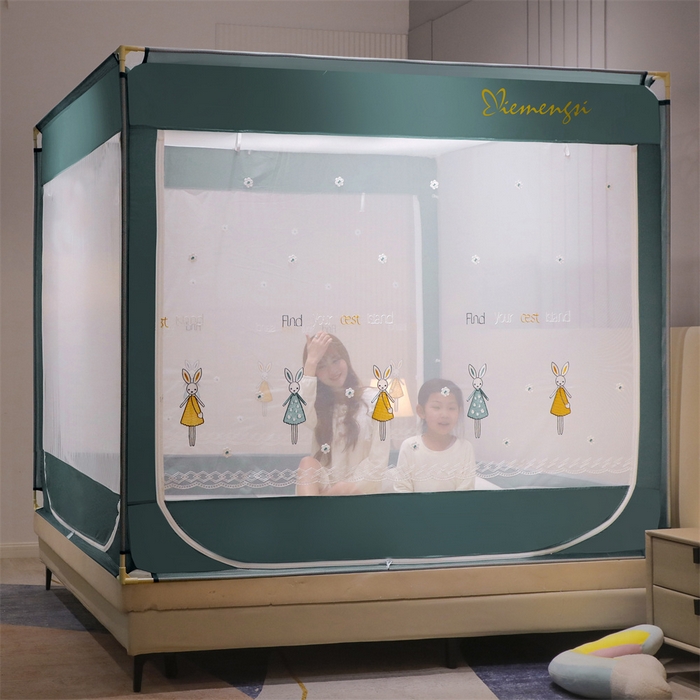 91家纺网 家纺一手货源 找家纺 飞轮海蚊帐 2026春夏新款卡通毛巾绣坐床蚊帐-Z79刺绣款 芭蕾兔