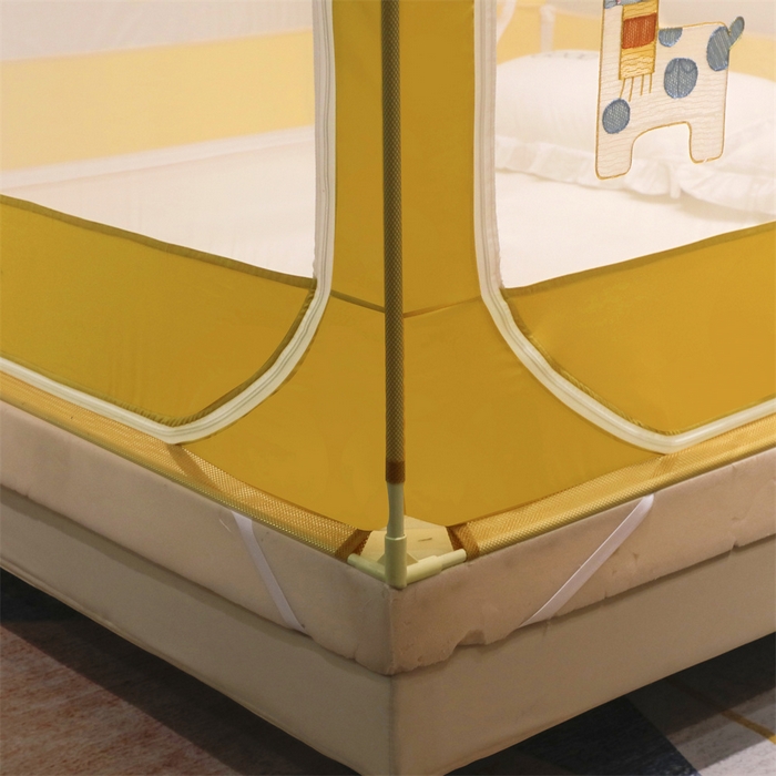 91家纺网 家纺一手货源 找家纺 飞轮海蚊帐 2026春夏新款卡通毛巾绣坐床蚊帐-Z79刺绣款 彩色小鹿（嫩黄）