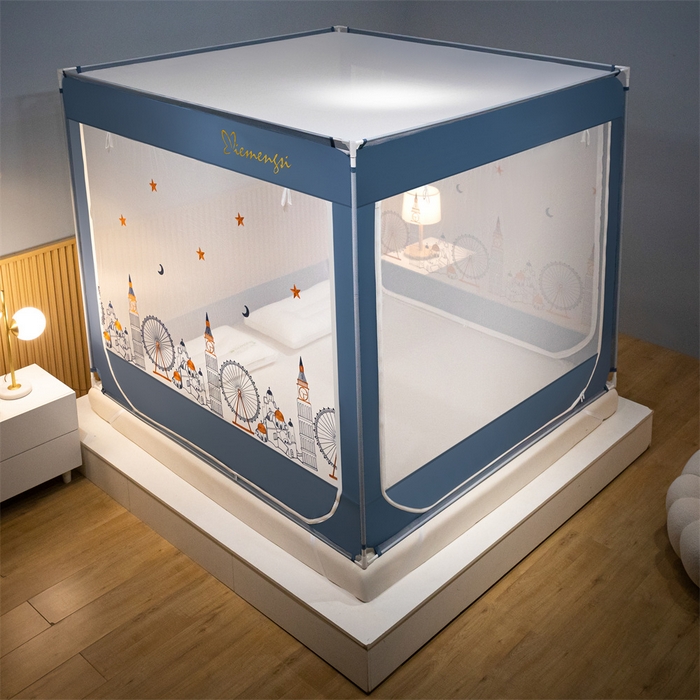 91家纺网 家纺一手货源 找家纺 飞轮海蚊帐 2026春夏新款卡通毛巾绣坐床蚊帐-Z79刺绣款 摩天轮