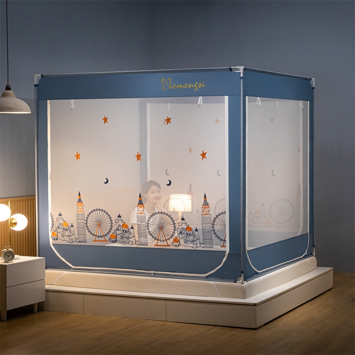 91家纺网 家纺一手货源 找家纺 飞轮海蚊帐 2026春夏新款卡通毛巾绣坐床蚊帐-Z79刺绣款 摩天轮