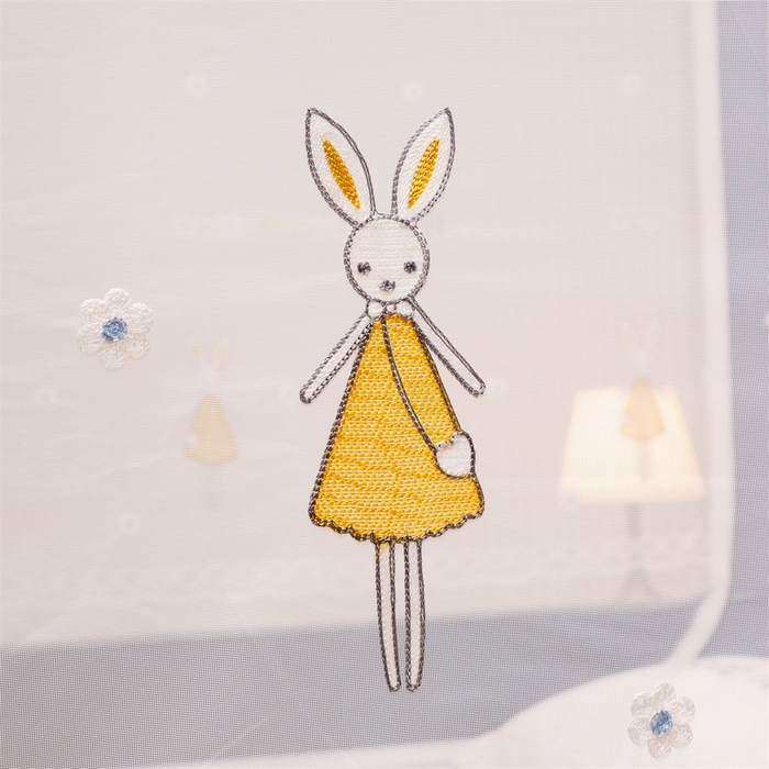 91家纺网 家纺一手货源 找家纺 飞轮海蚊帐 2026春夏新款卡通毛巾绣坐床蚊帐-Z79刺绣款 芭蕾兔