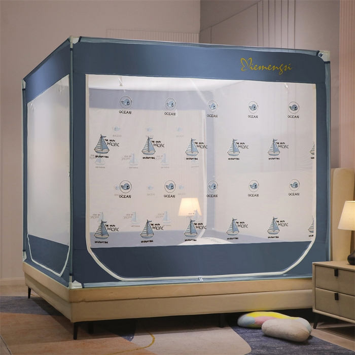 飞轮海蚊帐 2026春夏新款卡通毛巾绣坐床蚊帐-Z79刺绣款 鲸鱼于帆船