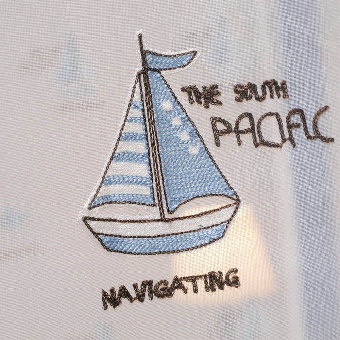 91家纺网 家纺一手货源 找家纺 飞轮海蚊帐 2026春夏新款卡通毛巾绣坐床蚊帐-Z79刺绣款 鲸鱼于帆船