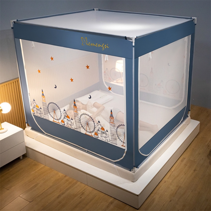 91家纺网 家纺一手货源 找家纺 飞轮海蚊帐 2026春夏新款卡通毛巾绣坐床蚊帐-Z79刺绣款 摩天轮