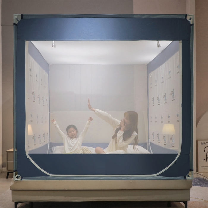 91家纺网 家纺一手货源 找家纺 飞轮海蚊帐 2026春夏新款卡通毛巾绣坐床蚊帐-Z79刺绣款 鲸鱼于帆船