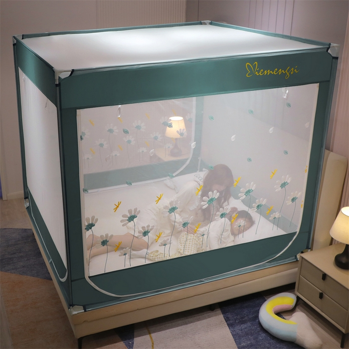 91家纺网 家纺一手货源 找家纺 飞轮海蚊帐 2026春夏新款卡通毛巾绣坐床蚊帐-Z79刺绣款 舞动蜻蜓