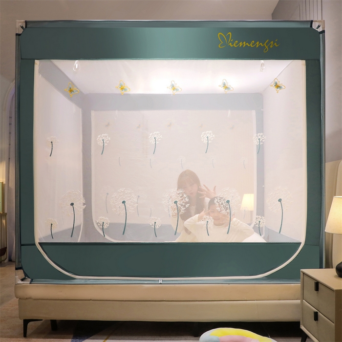 91家纺网 家纺一手货源 找家纺 飞轮海蚊帐 2026春夏新款卡通毛巾绣坐床蚊帐-Z79刺绣款 蒲公英