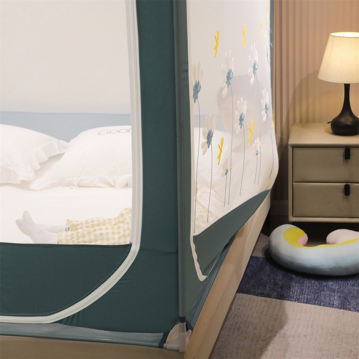 91家纺网 家纺一手货源 找家纺 飞轮海蚊帐 2026春夏新款卡通毛巾绣坐床蚊帐-Z79刺绣款 舞动蜻蜓