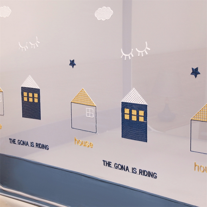 91家纺网 家纺一手货源 找家纺 飞轮海蚊帐 2026春夏新款卡通毛巾绣坐床蚊帐-Z79刺绣款 幸福之家