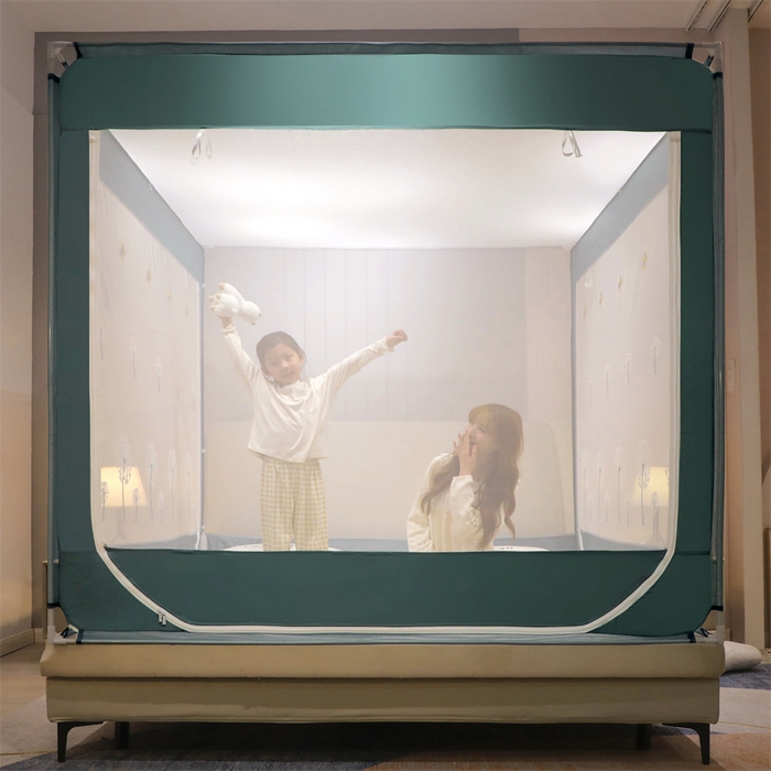 91家纺网 家纺一手货源 找家纺 飞轮海蚊帐 2026春夏新款卡通毛巾绣坐床蚊帐-Z79刺绣款 蒲公英