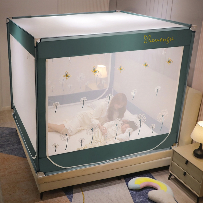 91家纺网 家纺一手货源 找家纺 飞轮海蚊帐 2026春夏新款卡通毛巾绣坐床蚊帐-Z79刺绣款 蒲公英