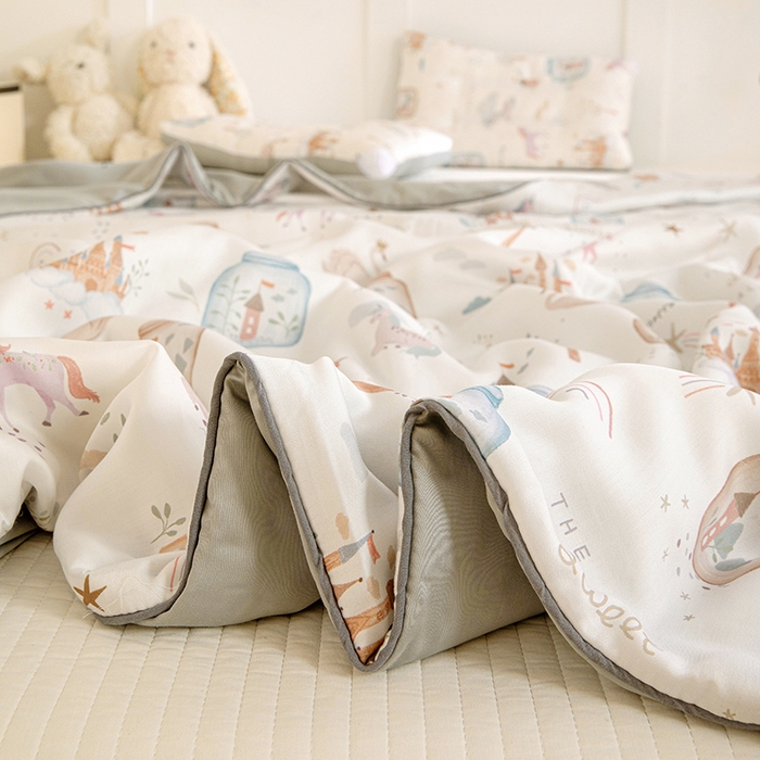 91家纺网 家纺一手货源 找家纺 （总）十九色 2026春夏新款50莱赛尔卡通印花儿童夏被夏凉被空调被