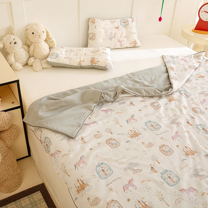 91家纺网 家纺一手货源 找家纺 （总）十九色 2026春夏新款50莱赛尔卡通印花儿童夏被夏凉被空调被