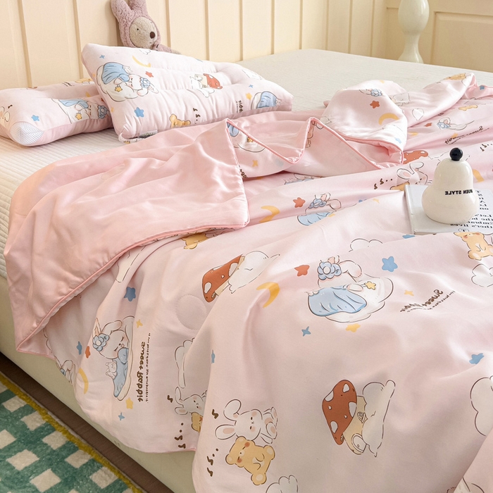 十九色 2026春夏新款50莱赛尔卡通印花儿童夏被夏凉被空调被 瞌睡兔