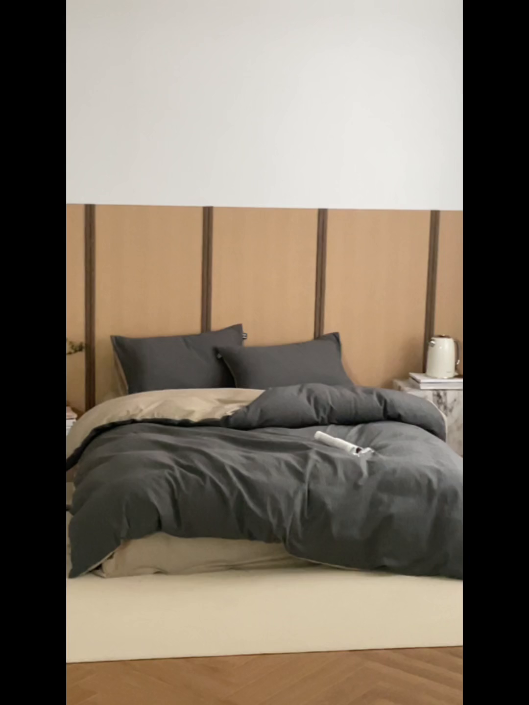 91家纺网 家纺一手货源 找家纺 （总）沐珩家纺 2026新款全棉波纹纱提花四件套-原木风