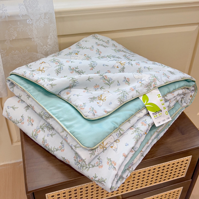 91家纺网 家纺一手货源 找家纺 十九色 2026春夏新款50莱赛尔卡通印花儿童夏被夏凉被空调被 大白鹅