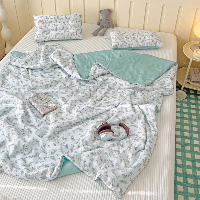 91家纺网 家纺一手货源 找家纺 十九色 2026春夏新款50莱赛尔卡通印花儿童夏被夏凉被空调被 大白鹅