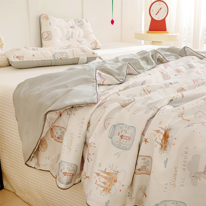 十九色 2026春夏新款50莱赛尔卡通印花儿童夏被夏凉被空调被 许愿瓶