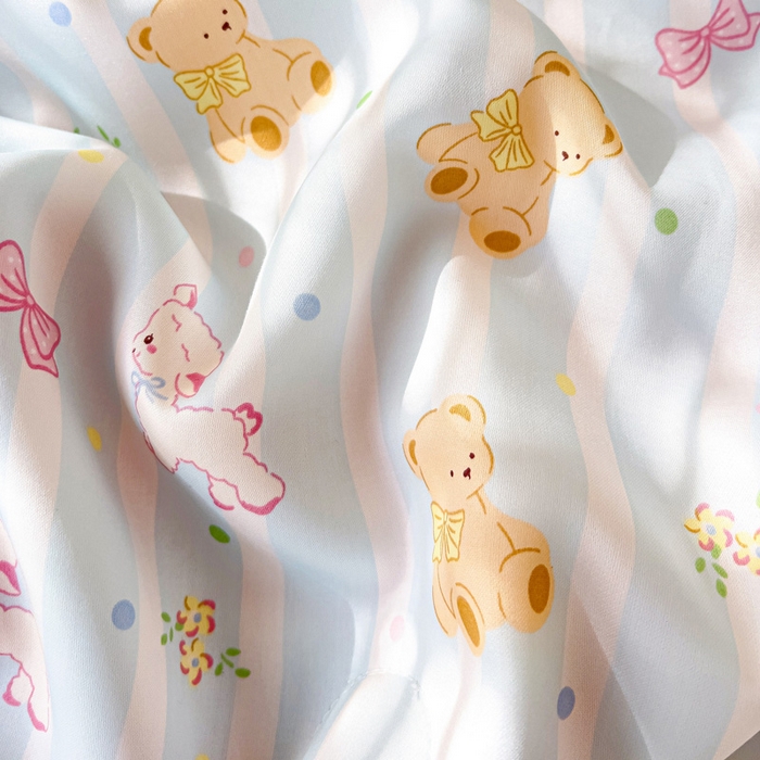 91家纺网 家纺一手货源 找家纺 十九色 2026春夏新款50莱赛尔卡通印花儿童夏被夏凉被空调被 领结熊