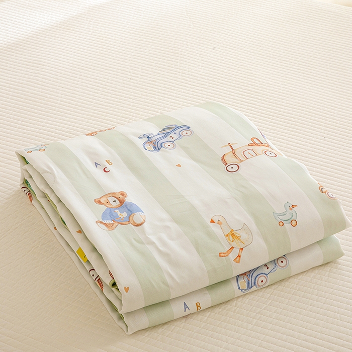 91家纺网 家纺一手货源 找家纺 十九色 2026春夏新款50莱赛尔卡通印花儿童夏被夏凉被空调被 春日玩伴