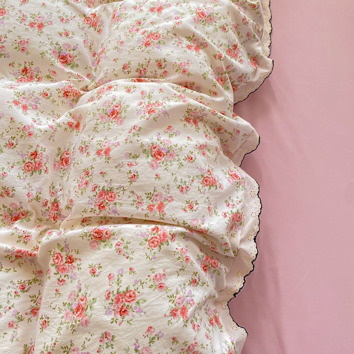 91家纺网 家纺一手货源 找家纺 豫见家纺 2026新款A类仿棉云感纱花边四件套 梦境之间