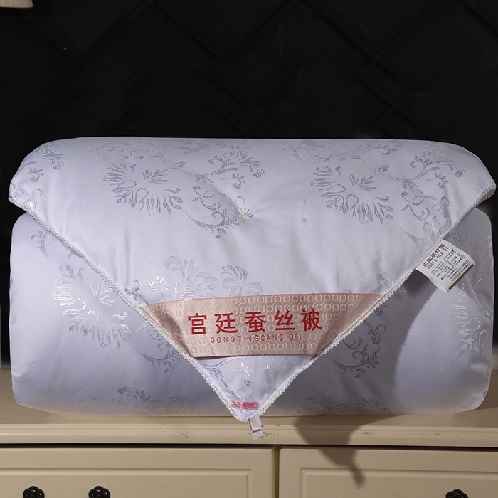 禹祥家纺 2025新款全棉金提花手工蚕丝被夏被春秋被宿舍冬被子母被拉链款被芯夏季空调被 白色