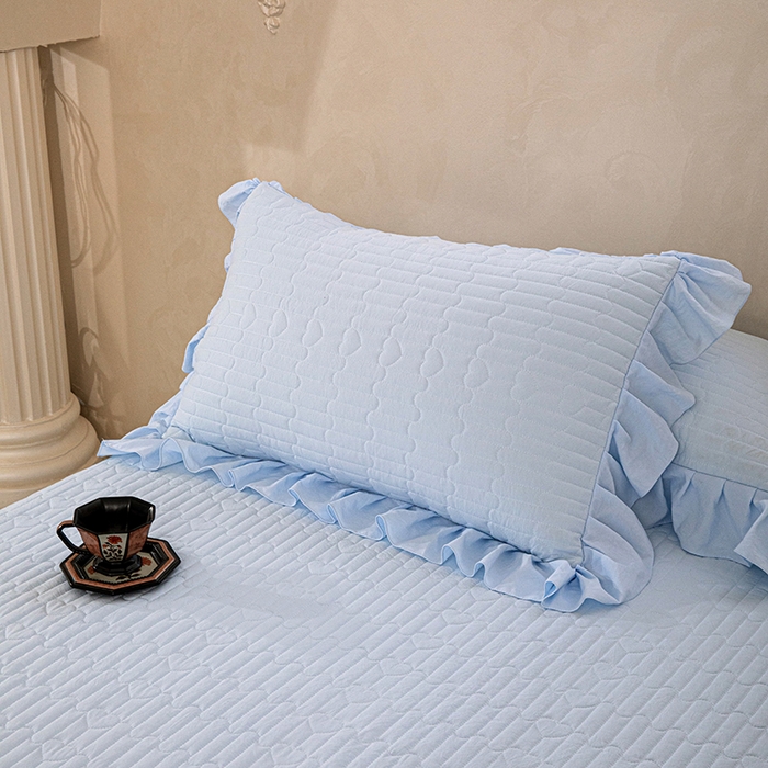 91家纺网 家纺一手货源 找家纺 红夫人 2026新款春夏韩版床盖款多功能夏被床盖四件套--粉黛 粉黛-天蓝