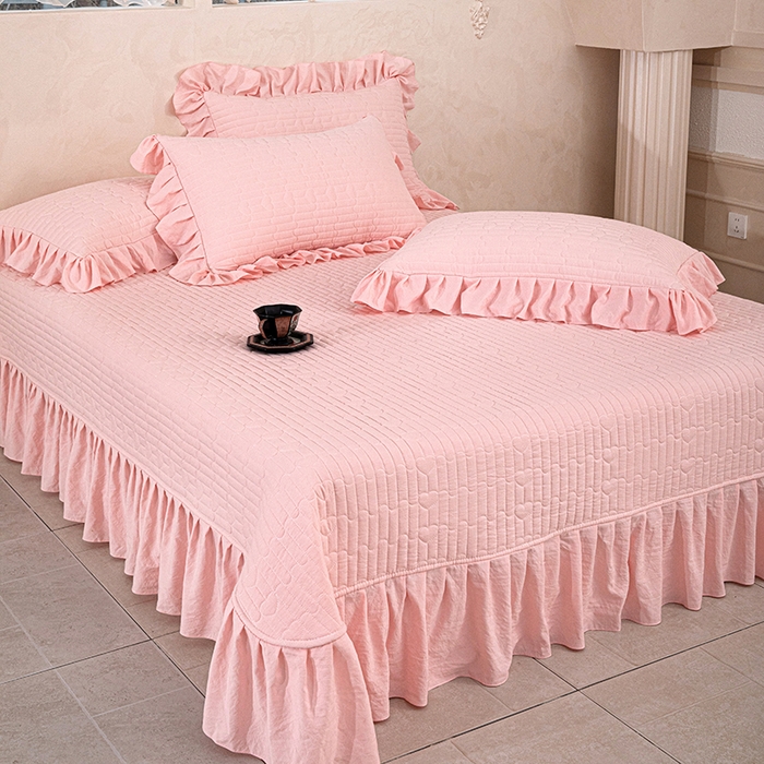 91家纺网 家纺一手货源 找家纺 红夫人 2026新款春夏韩版床盖款多功能夏被床盖四件套--粉黛 粉黛-豆沙