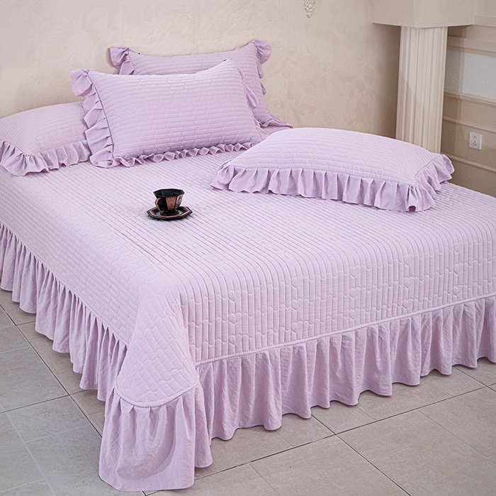 91家纺网 家纺一手货源 找家纺 红夫人 2026新款春夏韩版床盖款多功能夏被床盖四件套--粉黛 粉黛-紫色