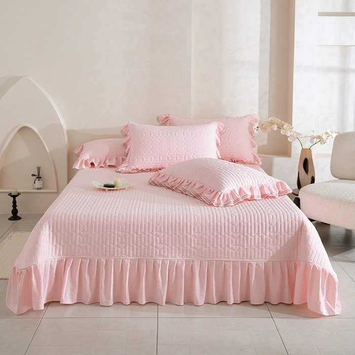 91家纺网 家纺一手货源 找家纺 （总）红夫人 2026新款春夏韩版床盖款多功能夏被床盖四件套--花絮