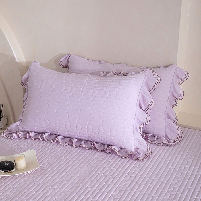 91家纺网 家纺一手货源 找家纺 红夫人 2026新款春夏韩版床盖款多功能夏被床盖四件套--花絮 浅紫