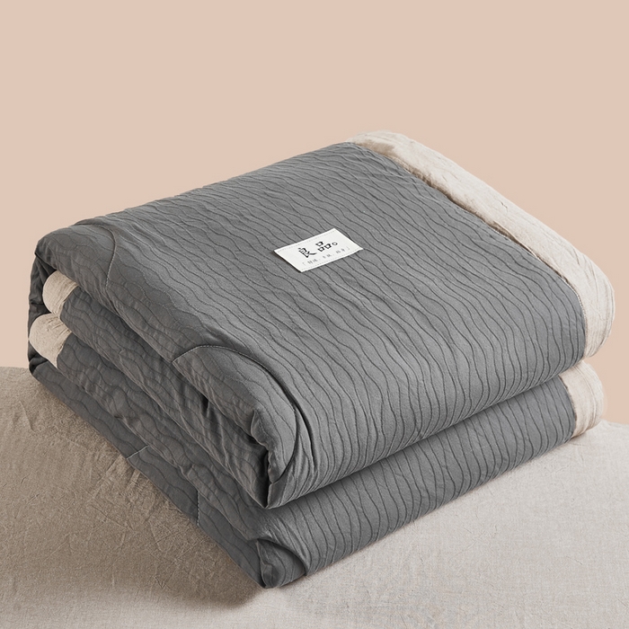 恋人优选 2026新款波纹纱全棉提花夏被空调被 山屿灰