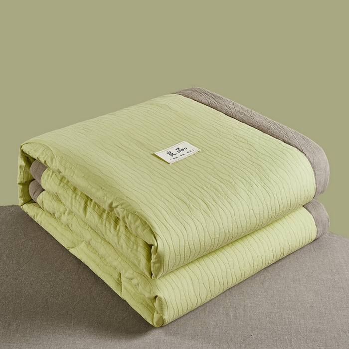 恋人优选 2026新款波纹纱全棉提花夏被空调被 心漾绿