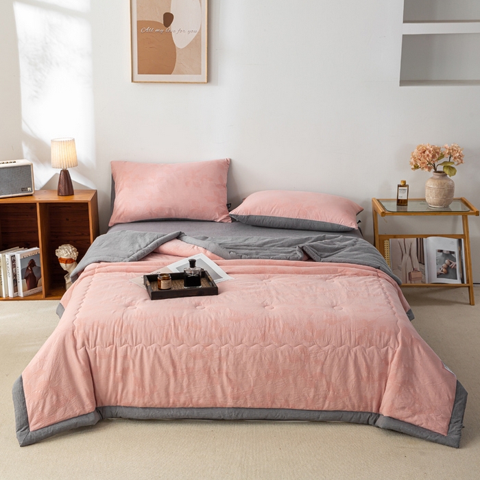 91家纺网 家纺一手货源 找家纺 （总）恋人优选 2026新款樱花叶全棉提花夏被空调被