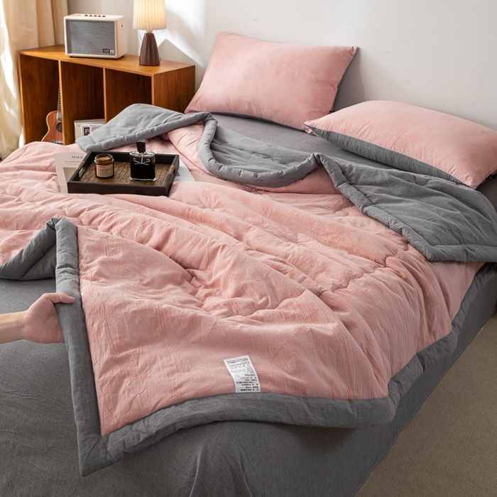 91家纺网 家纺一手货源 找家纺 （总）恋人优选 2026新款樱花叶全棉提花夏被空调被