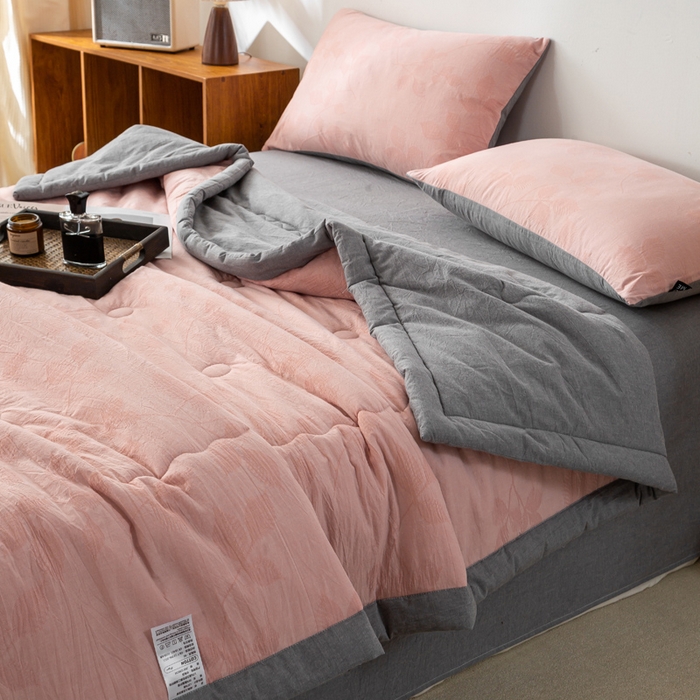 91家纺网 家纺一手货源 找家纺 （总）恋人优选 2026新款樱花叶全棉提花夏被空调被