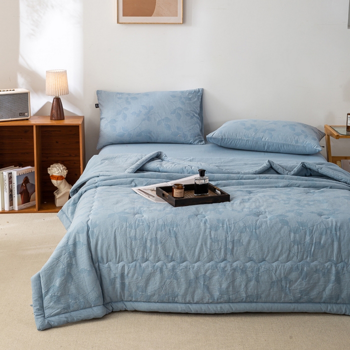 91家纺网 家纺一手货源 找家纺 恋人优选 2026新款樱花叶全棉提花夏被空调被 樱花叶-兰