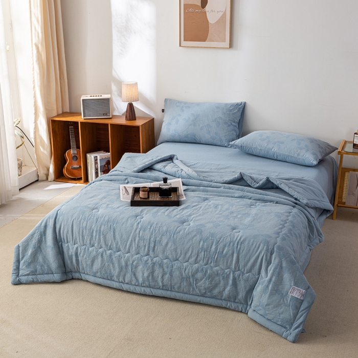 91家纺网 家纺一手货源 找家纺 恋人优选 2026新款樱花叶全棉提花夏被空调被 樱花叶-兰