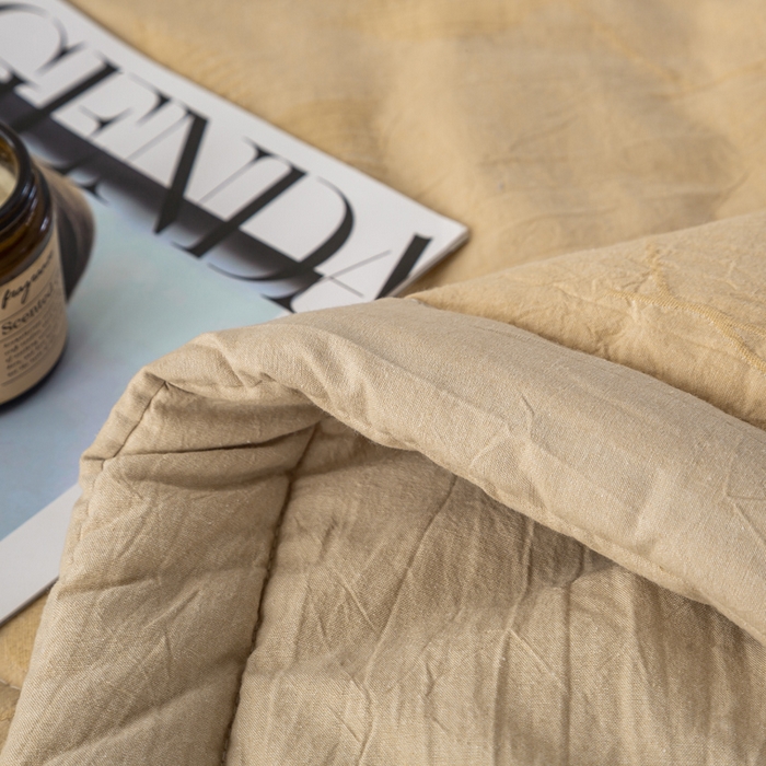 91家纺网 家纺一手货源 找家纺 恋人优选 2026新款樱花叶全棉提花夏被空调被 樱花叶-卡其