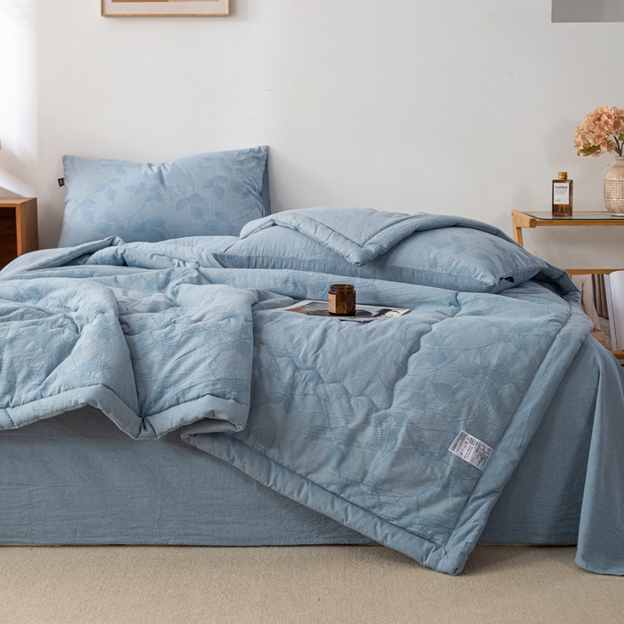 91家纺网 家纺一手货源 找家纺 恋人优选 2026新款樱花叶全棉提花夏被空调被 樱花叶-兰