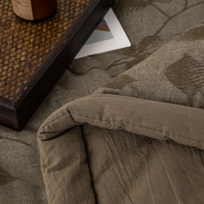 91家纺网 家纺一手货源 找家纺 恋人优选 2026新款樱花叶全棉提花夏被空调被 樱花叶-咖