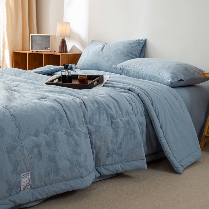 91家纺网 家纺一手货源 找家纺 恋人优选 2026新款樱花叶全棉提花夏被空调被 樱花叶-兰